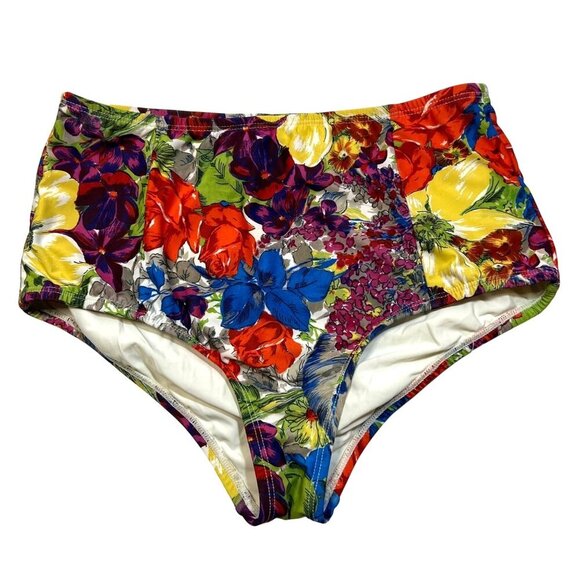 Anthropologie Allihop Seamed High-Waisted Floral Swim Bottoms S Beach Summer - Picture 2 of 8